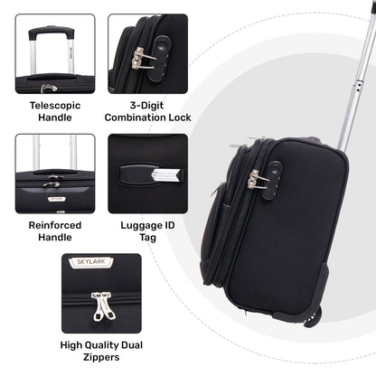 Skylark Lightweight Laptop Bag with Quick-Rolling Wheels and Easy-Access Front Pocket - fits Laptops up to 16 inch (40 cm), Black (BT200)