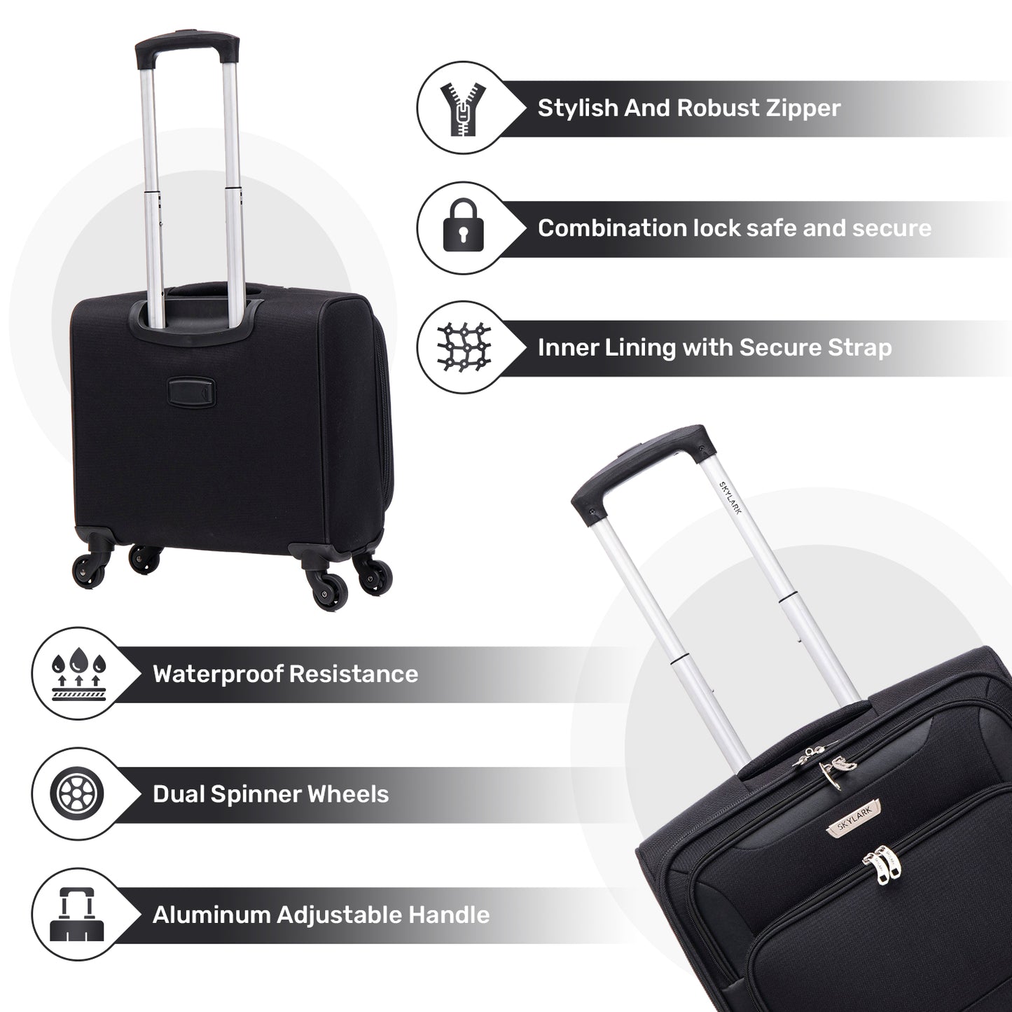 Skylark Lightweight Laptop Bag with Quick-Rolling Wheels and Easy-Access Front Pocket - fits Laptops up to 16 inch (40 cm),(BT400)