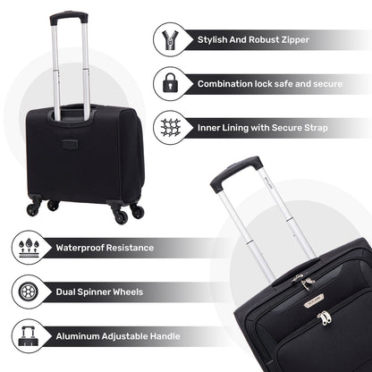Skylark Lightweight Laptop Bag with Quick-Rolling Wheels and Easy-Access Front Pocket - fits Laptops up to 16 inch (40 cm),(BT400)