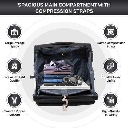 Skylark Lightweight Laptop Bag with Quick-Rolling Wheels and Easy-Access Front Pocket - fits Laptops up to 16 inch (40 cm), Black (BT200)