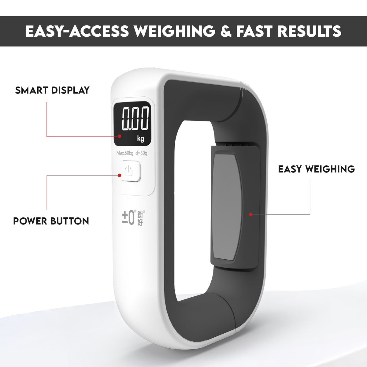 Skylark Portable Digital Luggage Scale 50kg Travel Suitcase Weigher with Tare Function White