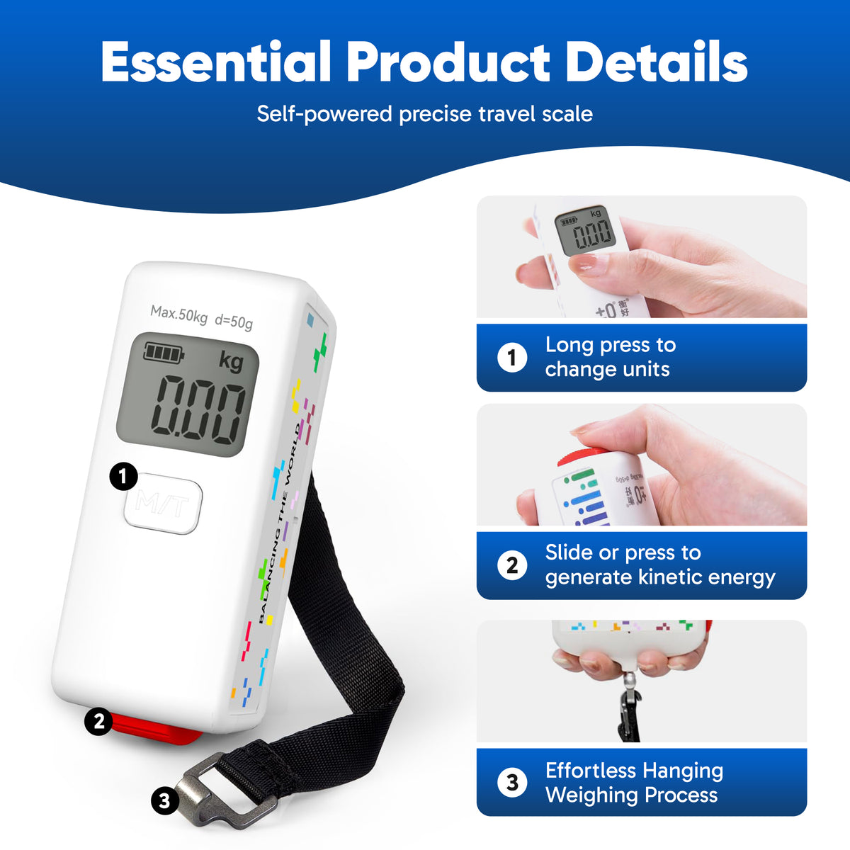 Skylark Battery-Free Digital Luggage Scale for Suitcase Weight Measurement