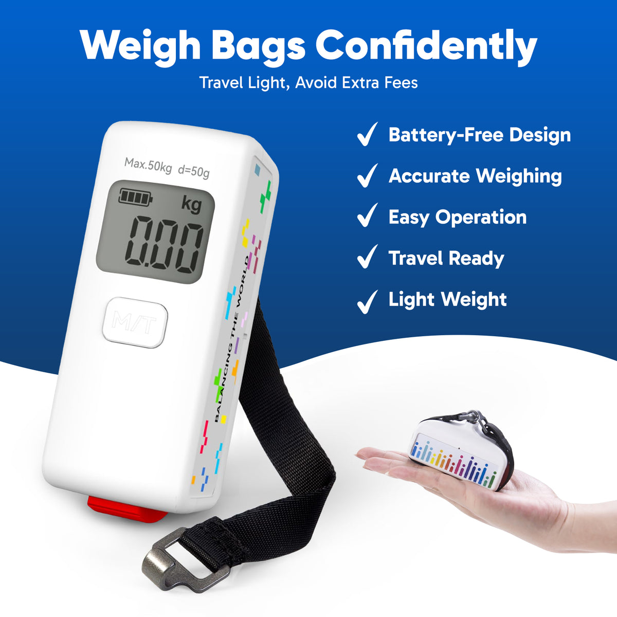 Skylark Battery-Free Digital Luggage Scale for Suitcase Weight Measurement